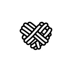 Knitting heart icon vector artwork showing love passion and creative textile handmade design element
