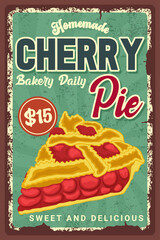 Homemade Cherry Pie Vintage Bakery Advertisement Poster