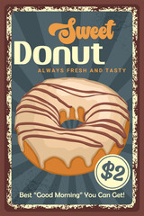 Sweet Donut Retro Advertisement Poster with Price