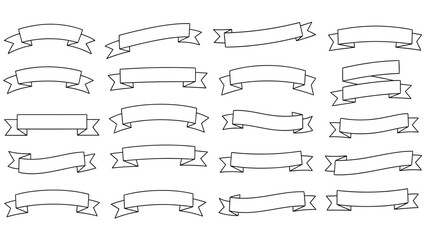 Collection of blank ribbons for labels and banners