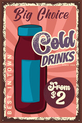 Retro Advertisement Poster with Vintage Bottle
