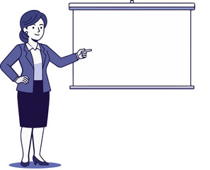 Cartoon Presenter Character, Business Presentation Concept