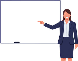 Cartoon Presenter Character, Business Presentation Concept