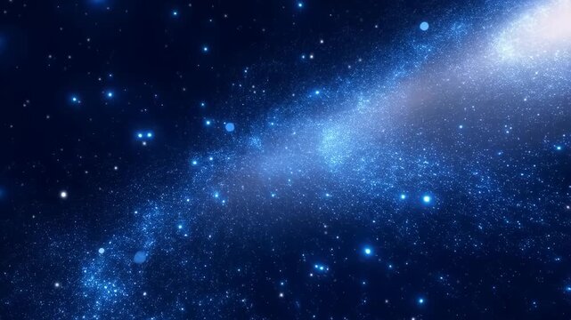 Stunning cosmic background with swirling blue stars and glowing particles. Ideal for space-themed projects and visual storytelling