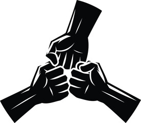 Group fist bump together symbolizing unity, strength, equality and social justice movements vector illustration