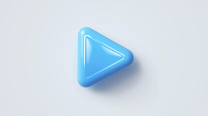 Blue glossy arrow icon on black background with 3D design elements