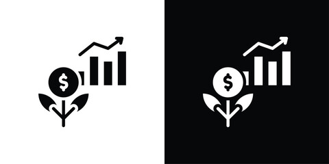 Growth Icon Sheet Black And White