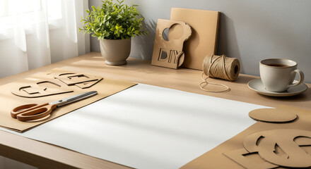Crafting Corner: A workspace adorned with craft materials, offering a serene scene of creativity. It's an invitation to unwind and create.