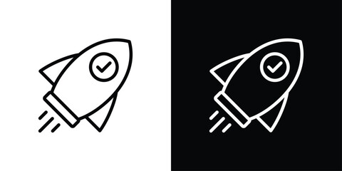 Rocket Launch Icon Sheet Black And White