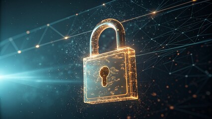 Glowing Digital Padlock Symbolizing Cyber Security and Data Protection Technology