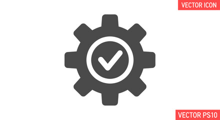 Gear with a checkmark icon symbolizing success and completion of tasks in a professional setting