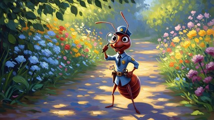 Policeman Ant Patrols Garden Path