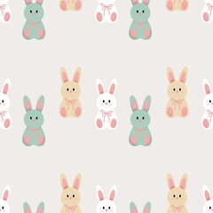 Obraz premium seamless pattern with cute colorful cartoon bunnies, Easter print in pastel colors