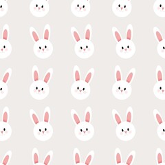 Fototapeta premium cute seamless pattern with bunny head in pastel colors, wallpaper, fabric