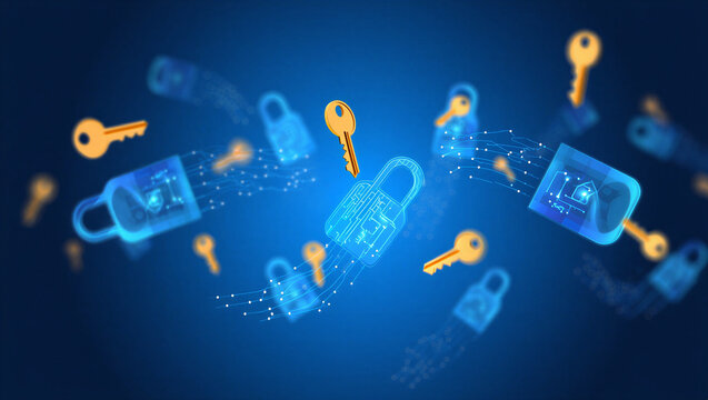 Abstract technology background featuring a blue nature pattern of light and water waves across an underwater sea texture with numbers and vector design European Data Privacy Day - Powered by Adobe