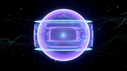 An abstract blue digital world map background featuring a glowing earth sphere and sparkling galaxy stars creates a high-tech energy illustration of the universe European Data Privacy Day