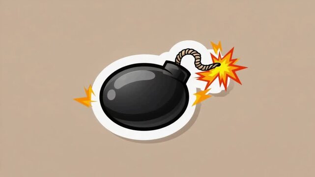 Animated Explosive Bomb Illustration with Cartoon Style and Bright Effects