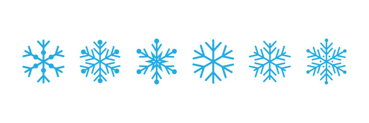 Blue snowflake icons collection vector.