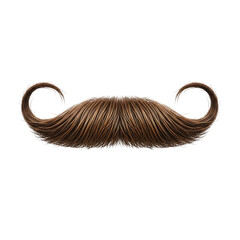 Classic brown handlebar mustache with perfectly styled curled ends