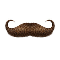 Classic brown handlebar mustache with elegant curled ends style