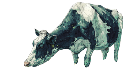 Vector illustration of a wild , cow, head isolated on white background featuring black silhouette icons for farm animal nature design and wildlife mammal art