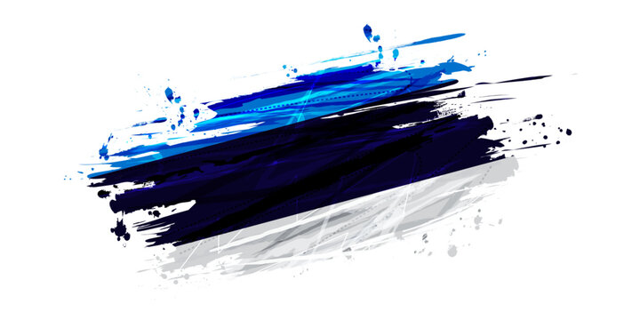 Estonia Flag with Grunge Brush Concept and Splatter Effect, Isolated on White Background