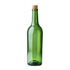 Green glass bottle on transparent background