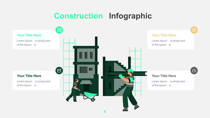 Modern Construction Infographic Template with Worker and Tools