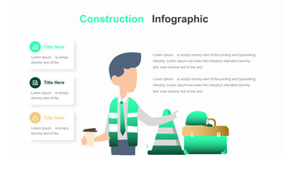 Modern Construction Infographic Template with Worker and Tools