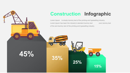 Modern Construction Infographic Template with Worker and Tools