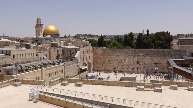 The Holy sites Western Wall with Temple Mount in Jerusalem, Israel