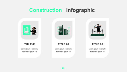 Modern Construction Infographic Template with Worker and Tools