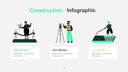 Modern Construction Infographic Template with Worker and Tools
