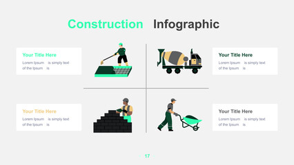 Modern Construction Infographic Template with Worker and Tools