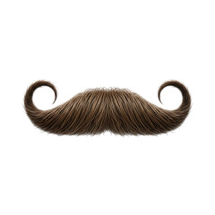 Brown realistic handlebar mustache with elegantly curled ends