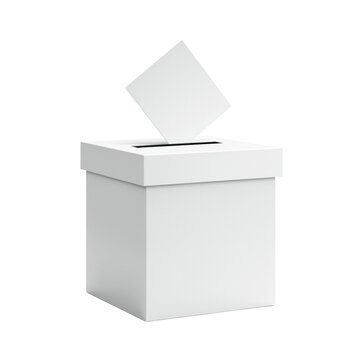 A white ballot box on transparent background for voting and democracy