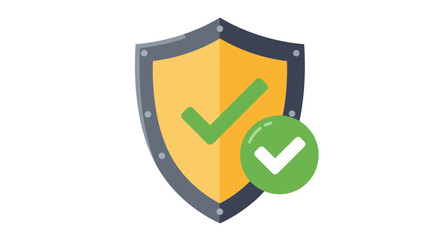 Verified Shield Icon with Green Checkmark for Security Safety and Protection Concept © Enggin