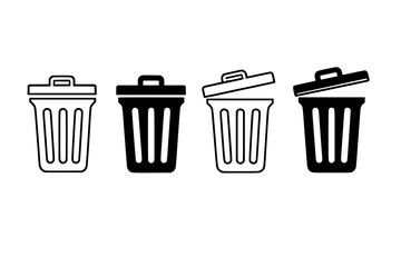 Simple Trash Can Icons Set