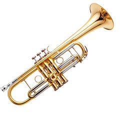 Obraz premium Golden Trumpet Instrument on Transparent Background
