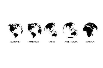 World Continents Simple Design