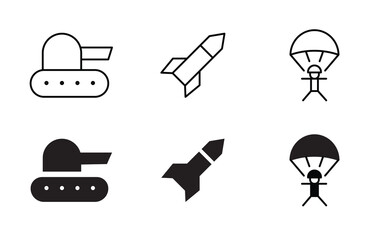 army outline icon world war vector line icons, military Military Equipment, tools, aids and appliances. line icons set, editable stroke isolated on white, linear vector illustration, symbol 