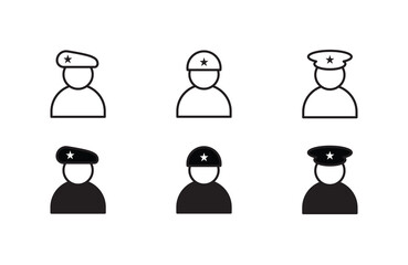 Military soldier army, Armed force. Soldier in uniform. Service duty. Guard officer, war icon symbol logo illustration,editable stroke, flat design style isolated on white