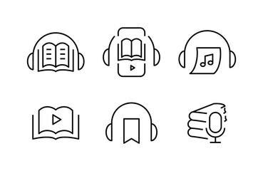 Book icons set editable stroke chooses open book line icon E-book, online library Hands hold book. Reading and hobbies. Self-education and study. Sheets with paper pages. giving the book icon