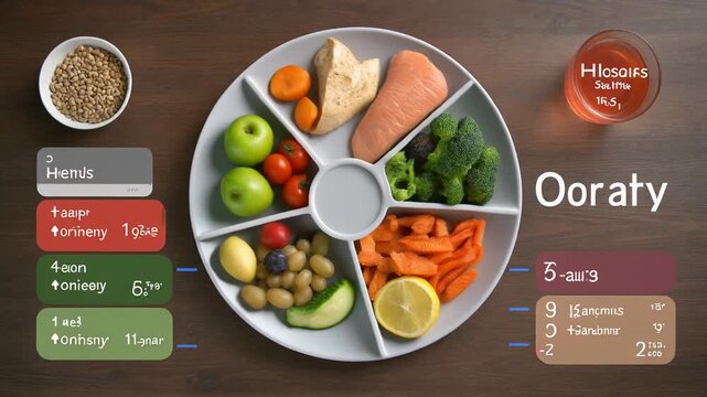 Healthy Meal Prep Plate with Salmon Broccoli Carrots Apples Grapes and Lentils healthy eating balanced diet