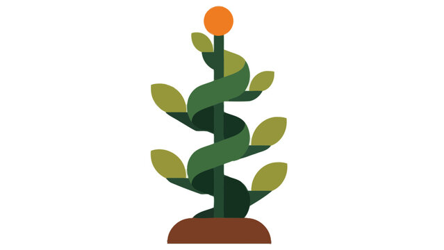 Stylized beanstalk with orange fruit on top