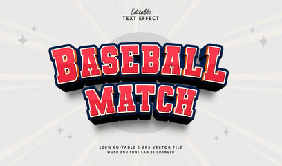 Base ball Editable Text Effect Style 3d College Vintage