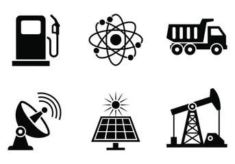 Collection of industrial and energy-related icons