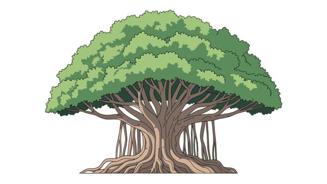 Majestic Banyan Tree with Aerial Roots