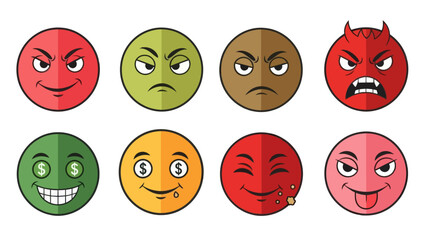 Fototapeta premium Emoji faces with different expressions vector