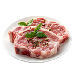 Fototapeta premium Raw Pork Chops on Transparent Background